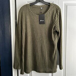 Ficerd Women's Long Sleeve Ribbed Maternity Sweater *WOMENS LARGE ; ARMY GREEN*